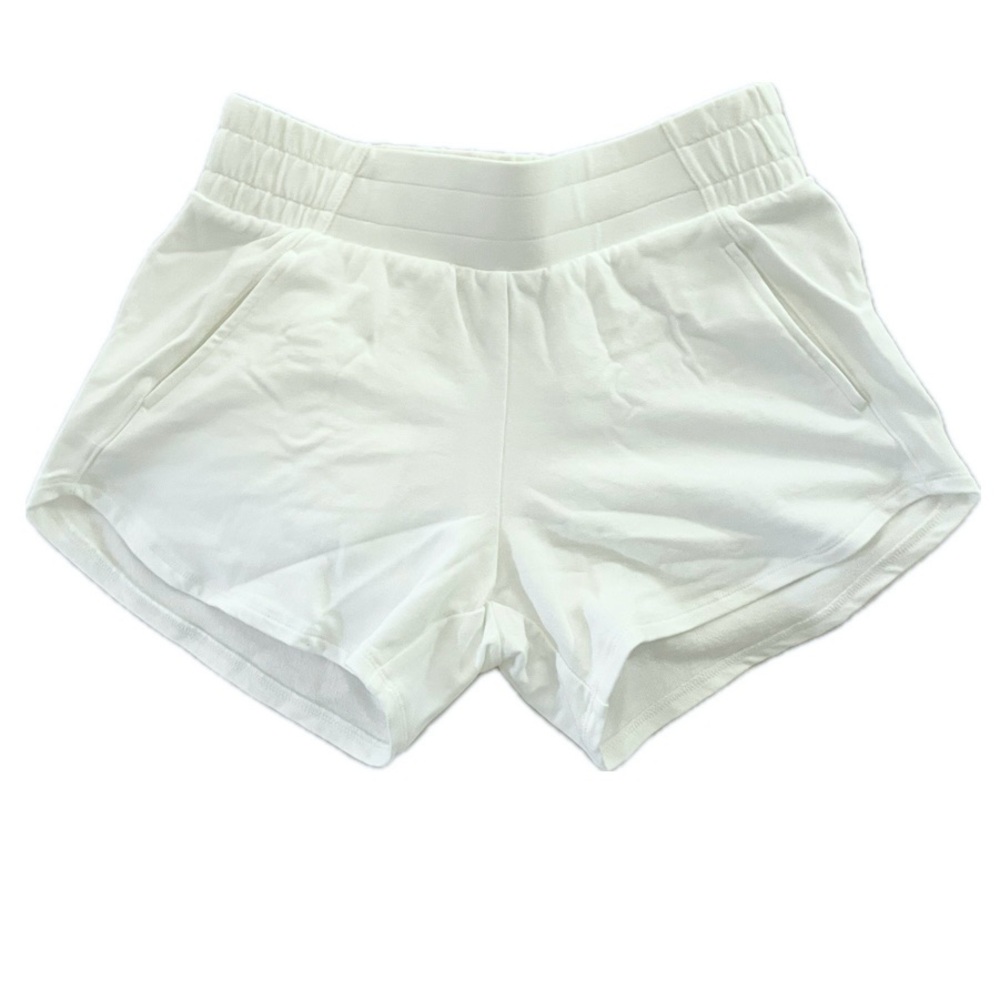 All in Motion Terry White wide Band Shorts 95% cotton %5 Spandex